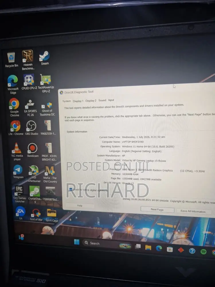 Laptop HP Victus 15 16GB AMD Ryzen 5 SSD 512GB