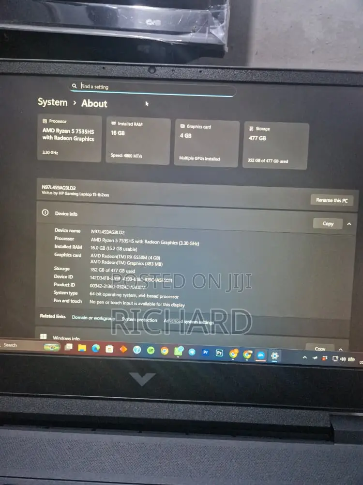 Laptop HP Victus 15 16GB AMD Ryzen 5 SSD 512GB