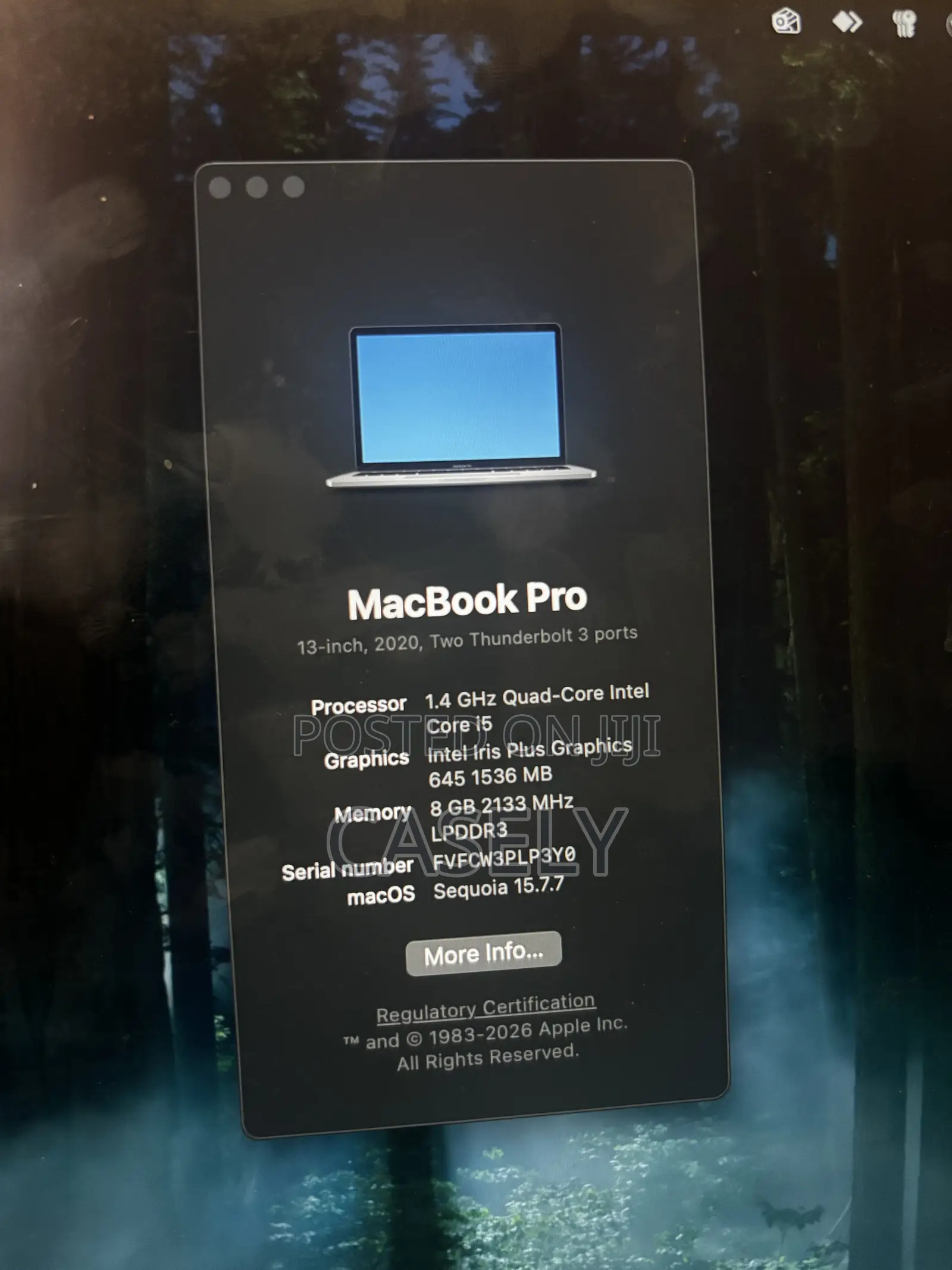 Laptop Apple MacBook Pro 2020 8GB Intel Core i5 SSD 500GB