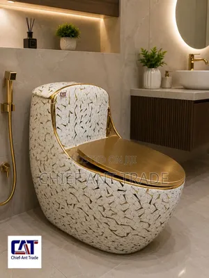 Golden and White Combined Wc Toilet Seat Bm1031
