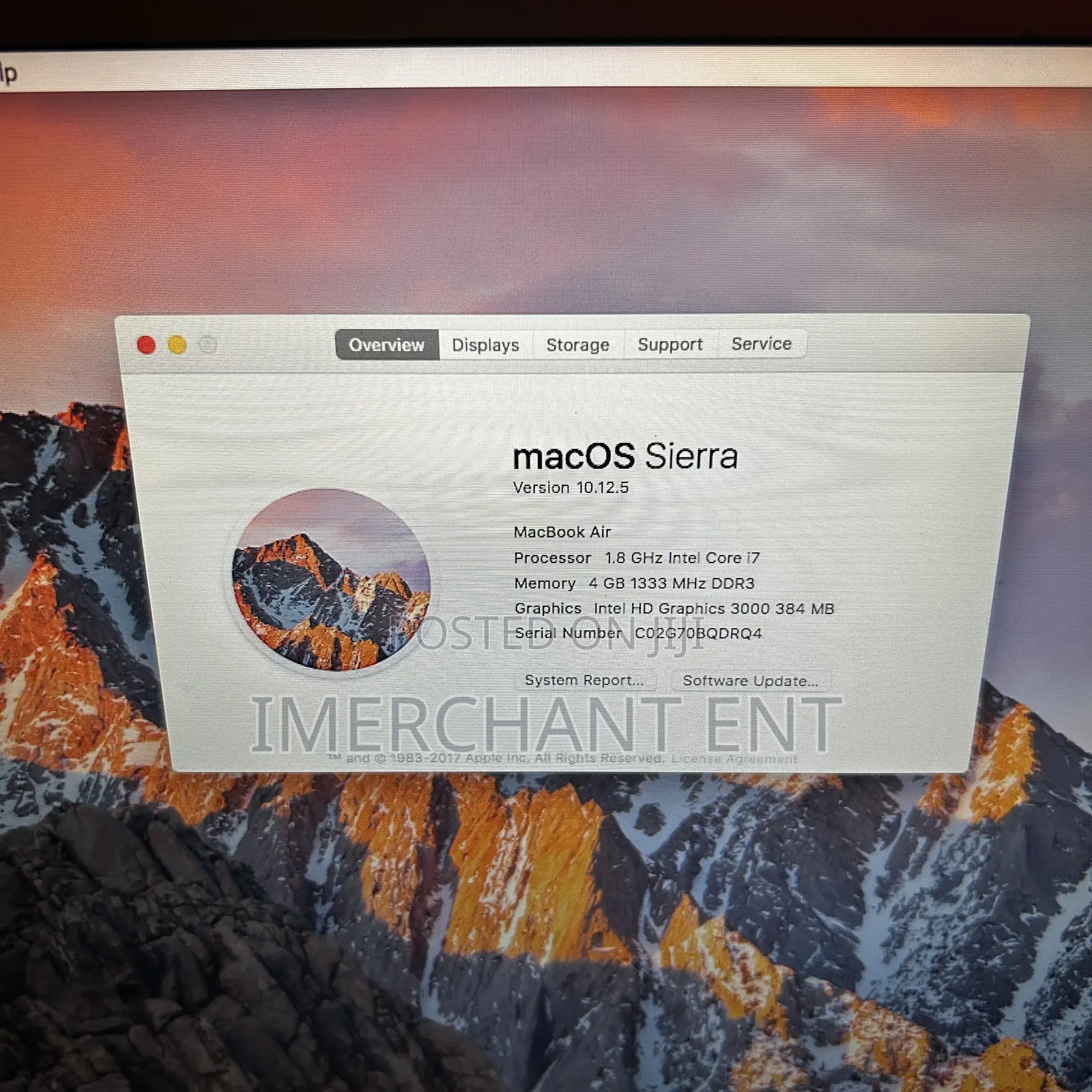 Laptop Apple MacBook Air 2011 4GB Intel Core i7 SSD 256GB