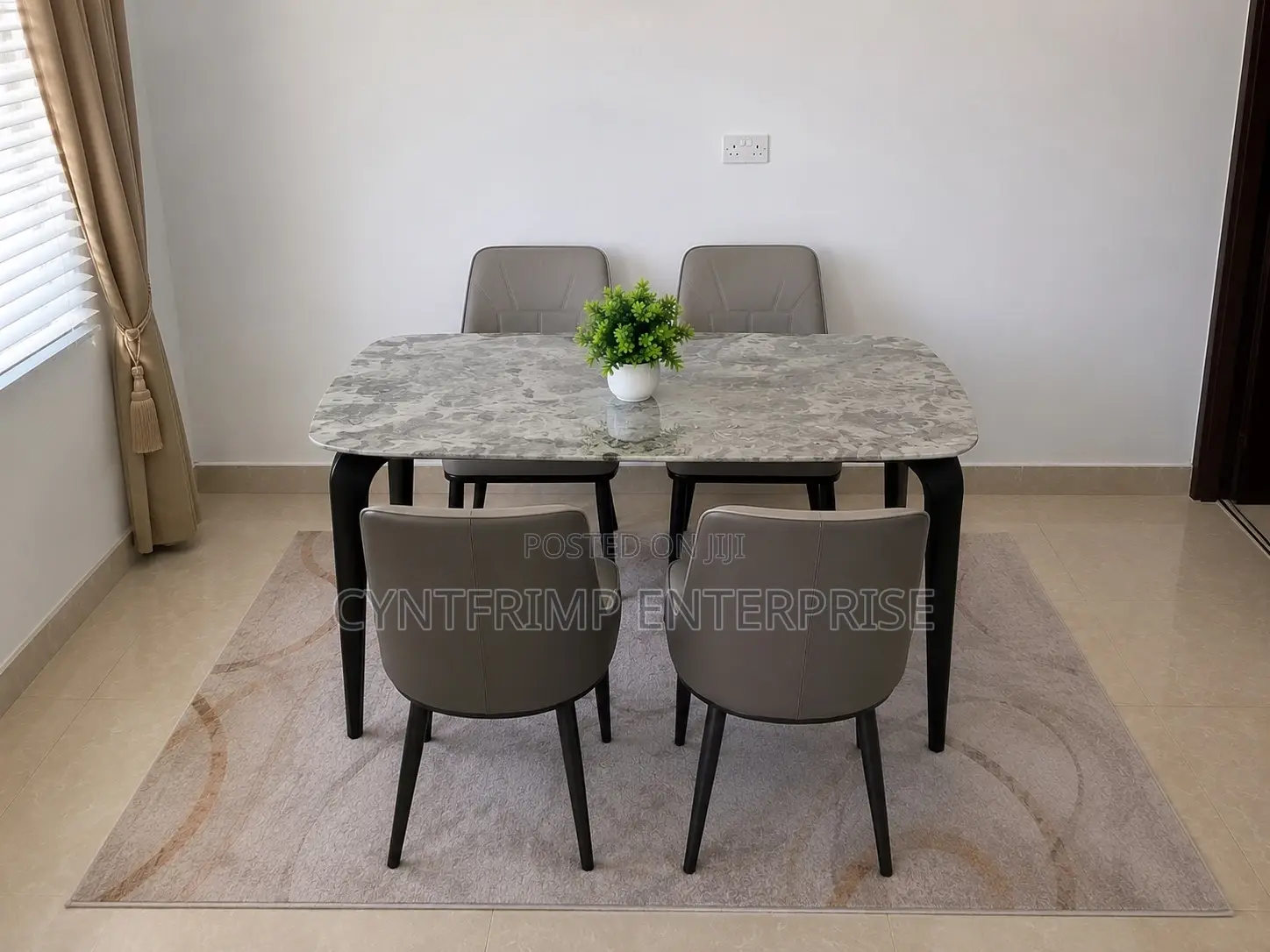 4-Seater Faux Marble Dining Set
