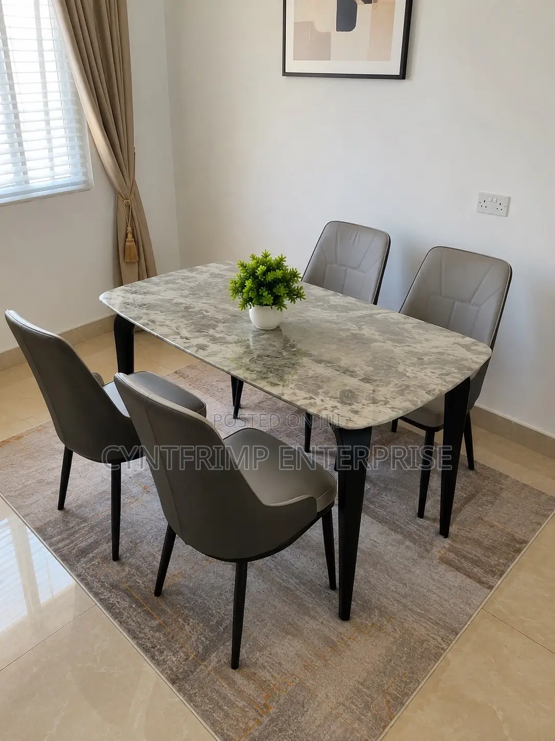 4-Seater Faux Marble Dining Set