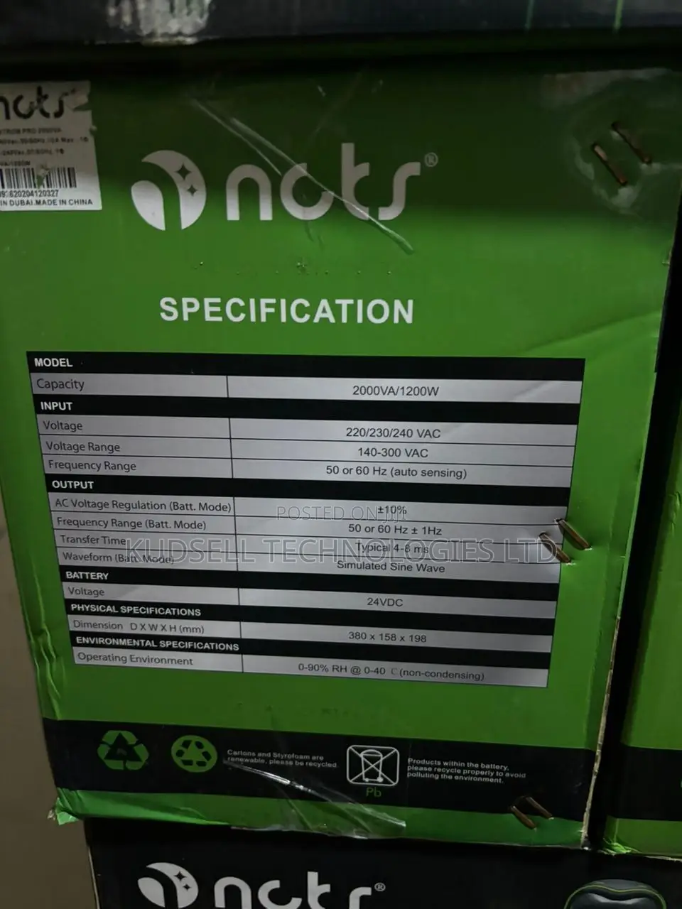 Ncts Smart Line Interactive Ups (2000va/1200w 12v9a*2)