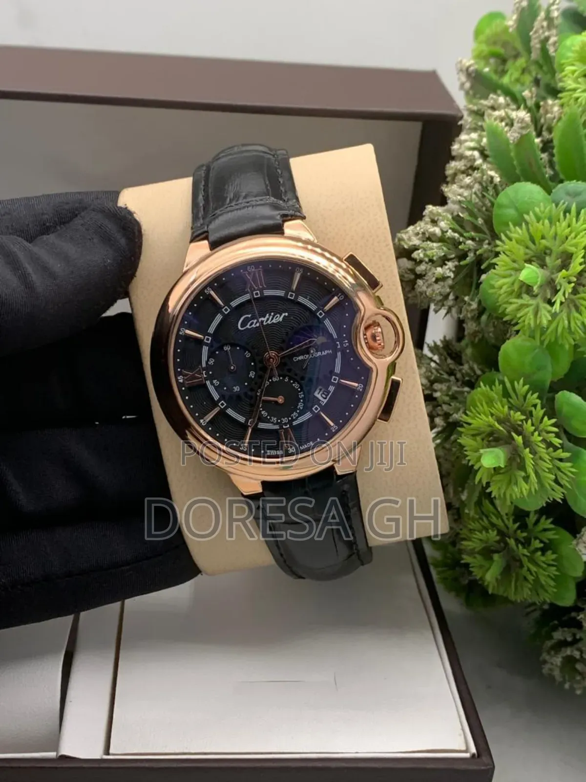 Cartier Chronograph Leather Watch for Men –Classic Luxury Gift for Him