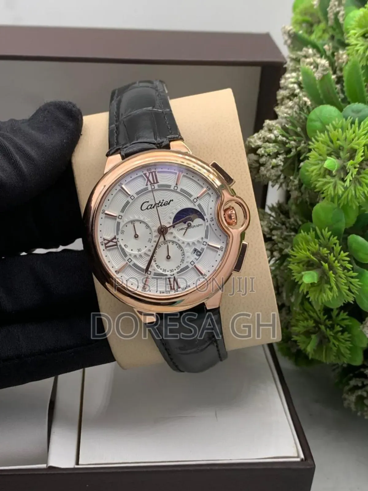 Cartier Chronograph Leather Watch for Men –Classic Luxury Gift for Him
