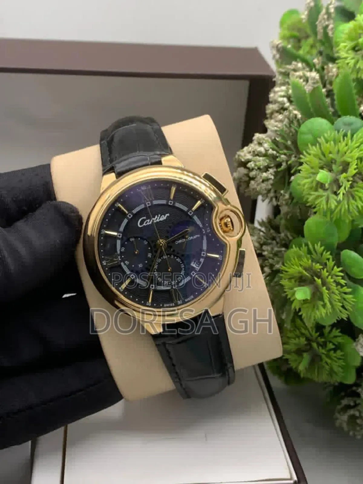 Cartier Chronograph Leather Watch for Men –Classic Luxury Gift for Him