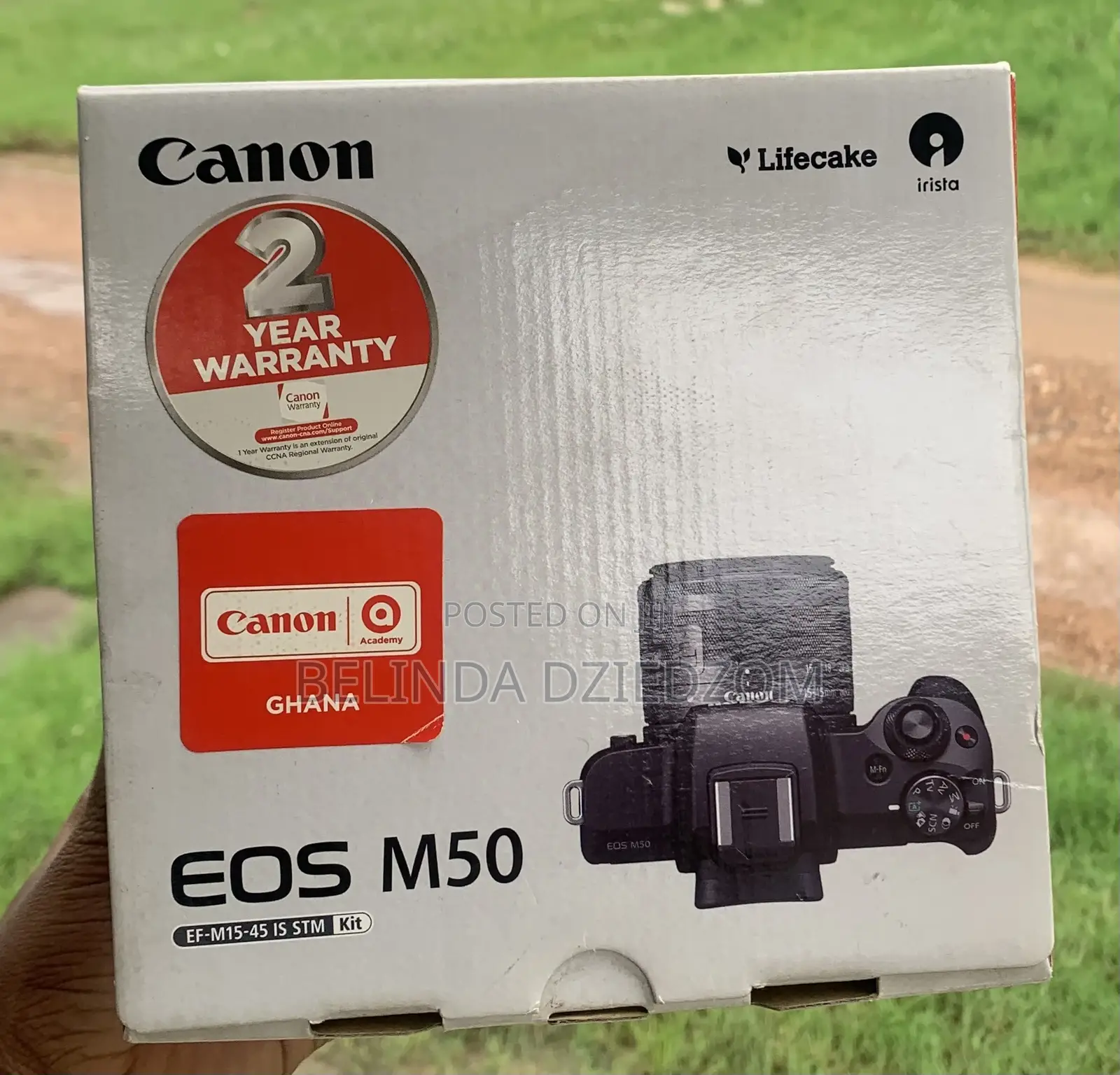 . Canon Eos M50 Camera With 15-45mm Lens, Box Accessories