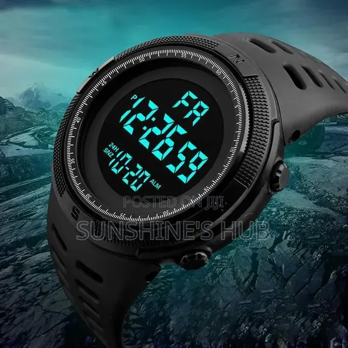 Unisex Black Plastic Digital Sports Watch