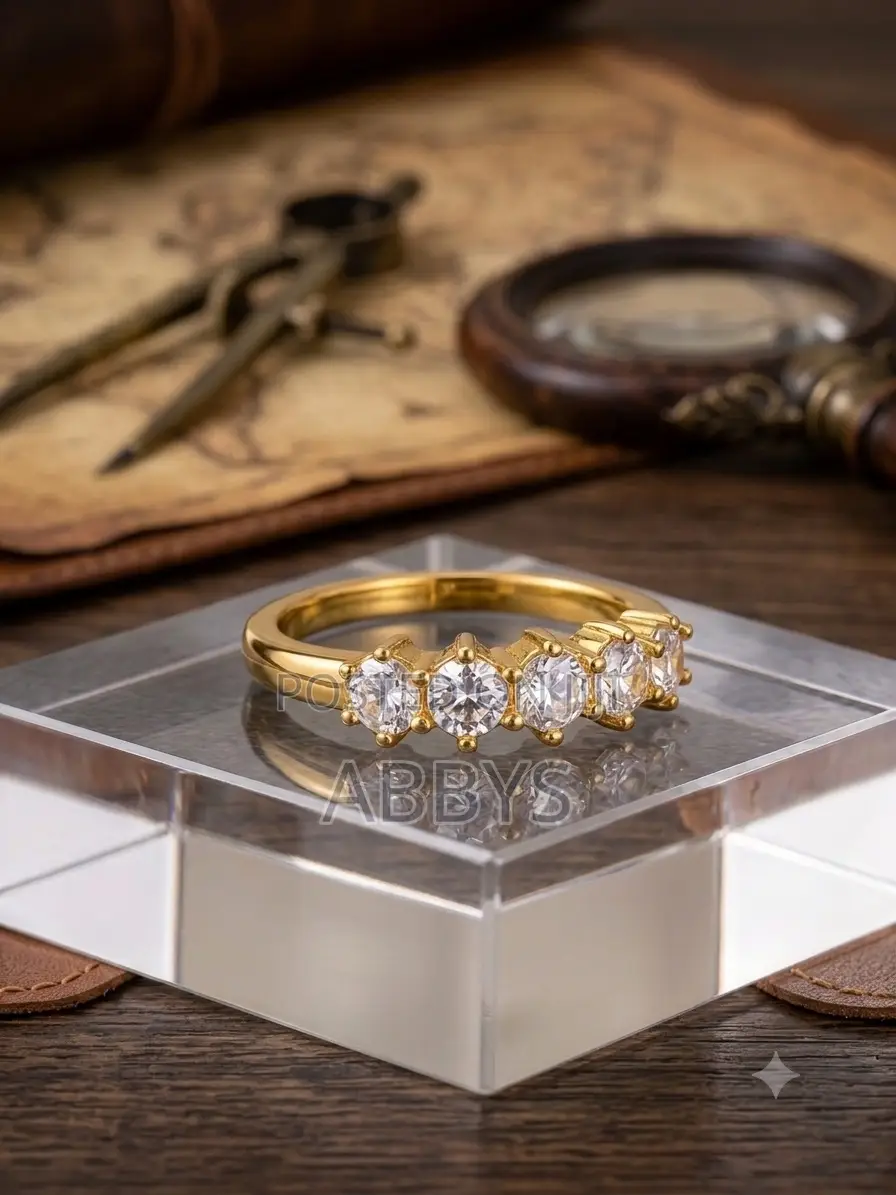 Amira Five Stone Gold Plated Sainless Steel Ring