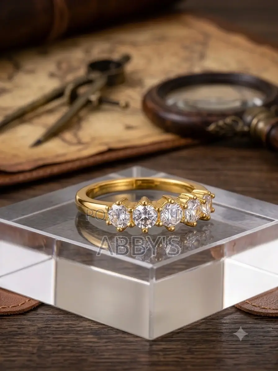 Amira Five Stone Gold Plated Sainless Steel Ring