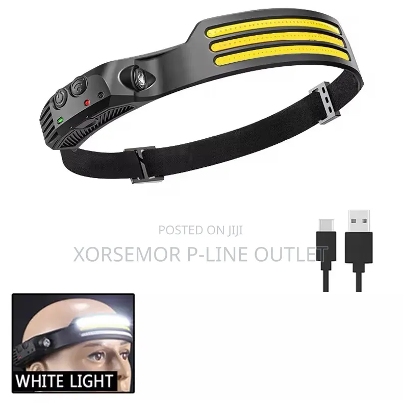 Led Flashlight Sensor Headlight Usb Rechargeable Headlamp