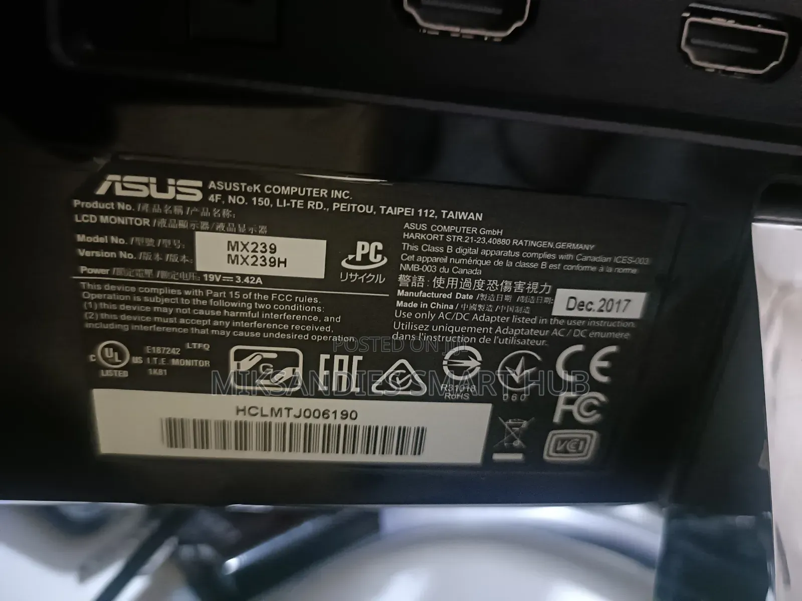 Asus Designo Mx239h Monitor, 23" FHD