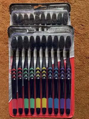 Family Pack -10 Colored Toothbrushes, Nylon Bristles - Medium Hardness