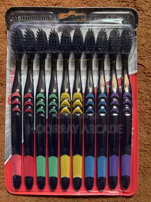 Family Pack -10 Colored Toothbrushes, Nylon Bristles - Medium Hardness