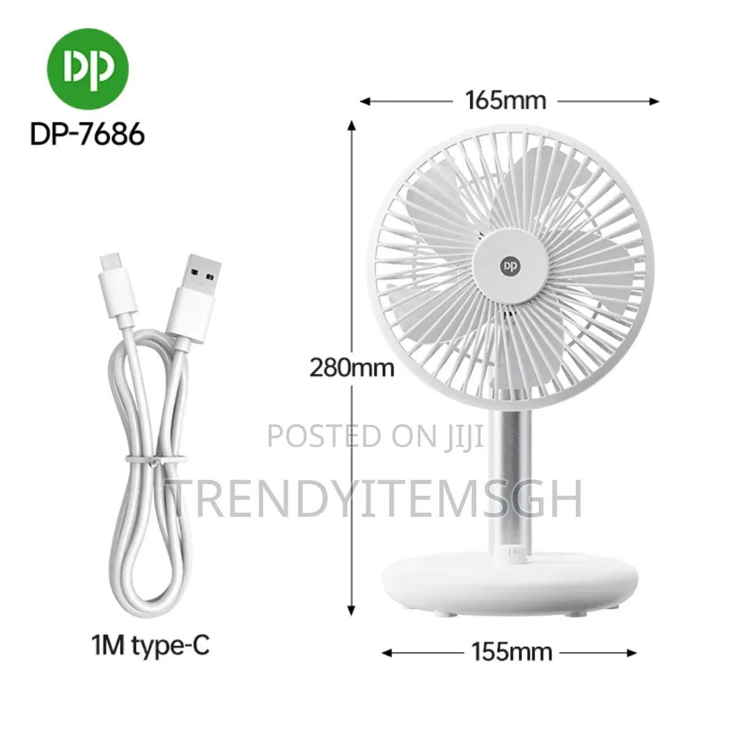 Rechargeable Desktop Fan – 4000mah Portable Usb Fan With Led Light