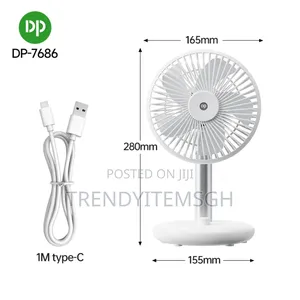Rechargeable Desktop Fan – 4000mah Portable Usb Fan With Led Light