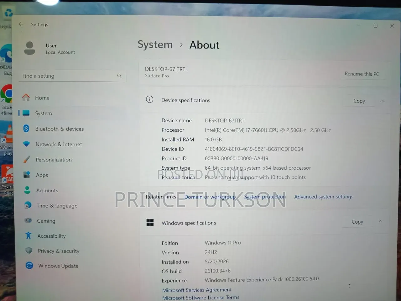 Laptop Microsoft Surface Pro 16GB Intel Core i7 SSD 128GB