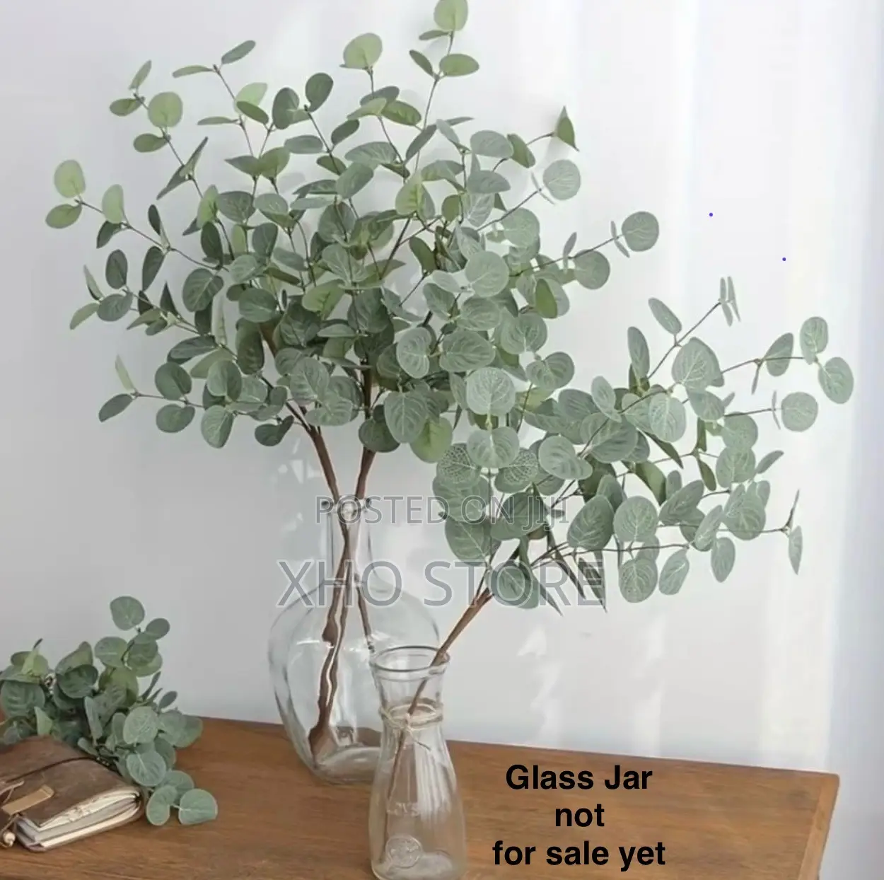Modern Indoor Artificial Potted Plants Wooden Stands Flower Pots