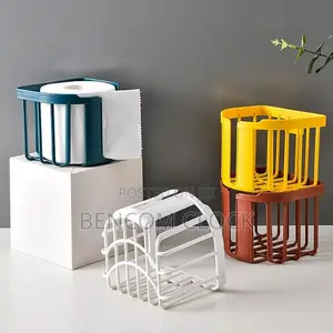 Toilet Paper Shelf Bathroom Kitchen Tissue Box Wall-Mounted-White