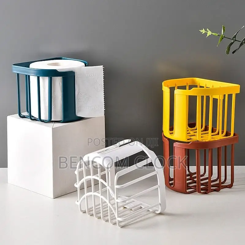 Toilet Paper Shelf Bathroom Kitchen Tissue Box Wall-Mounted-White