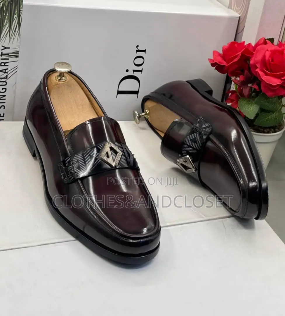 Wine-Colored Dior Men's Executive Leather Loafers