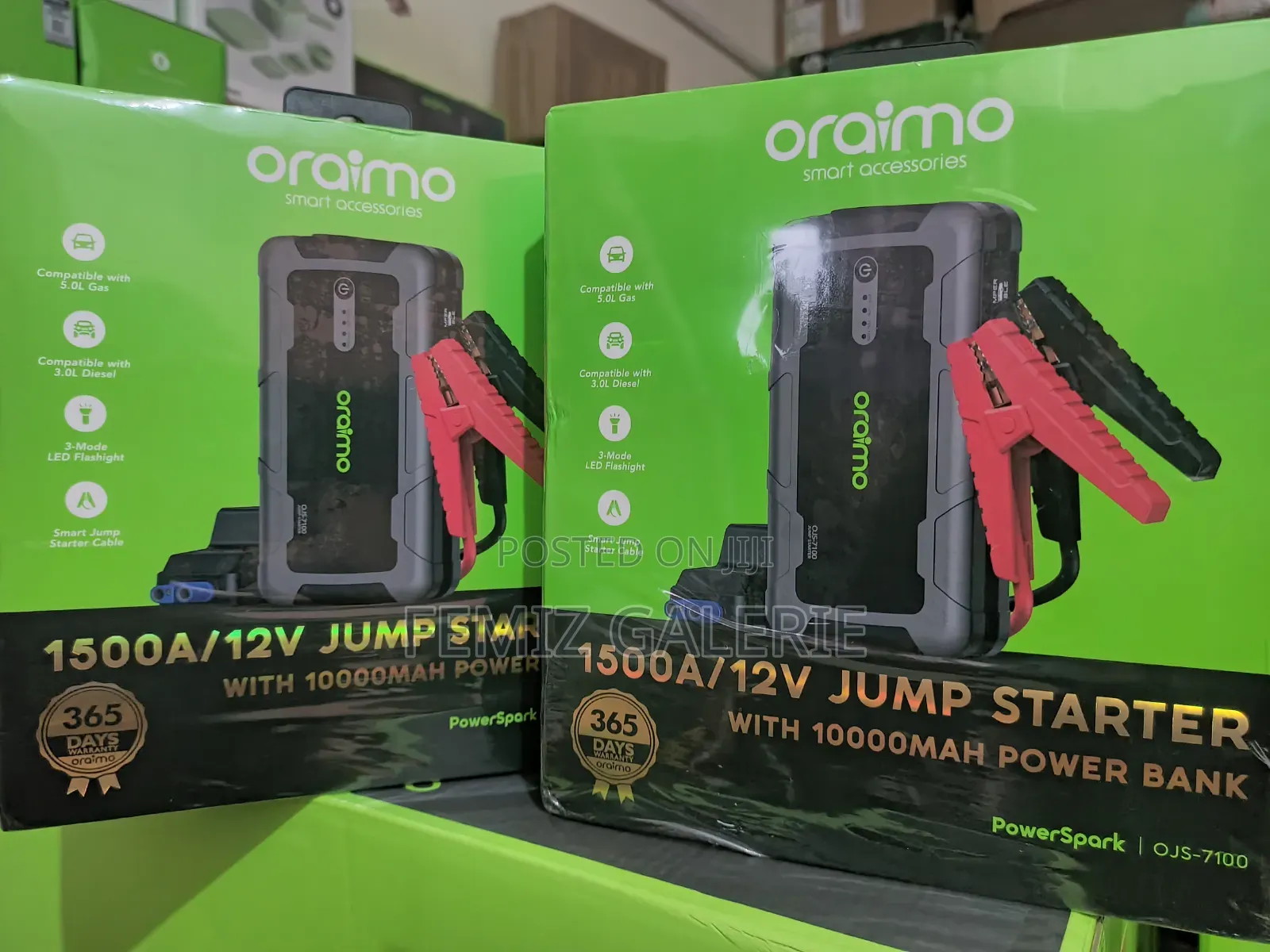 Oraimo Powerspark 1500a 12v Car Jump Starter With 10000mah Power Bank