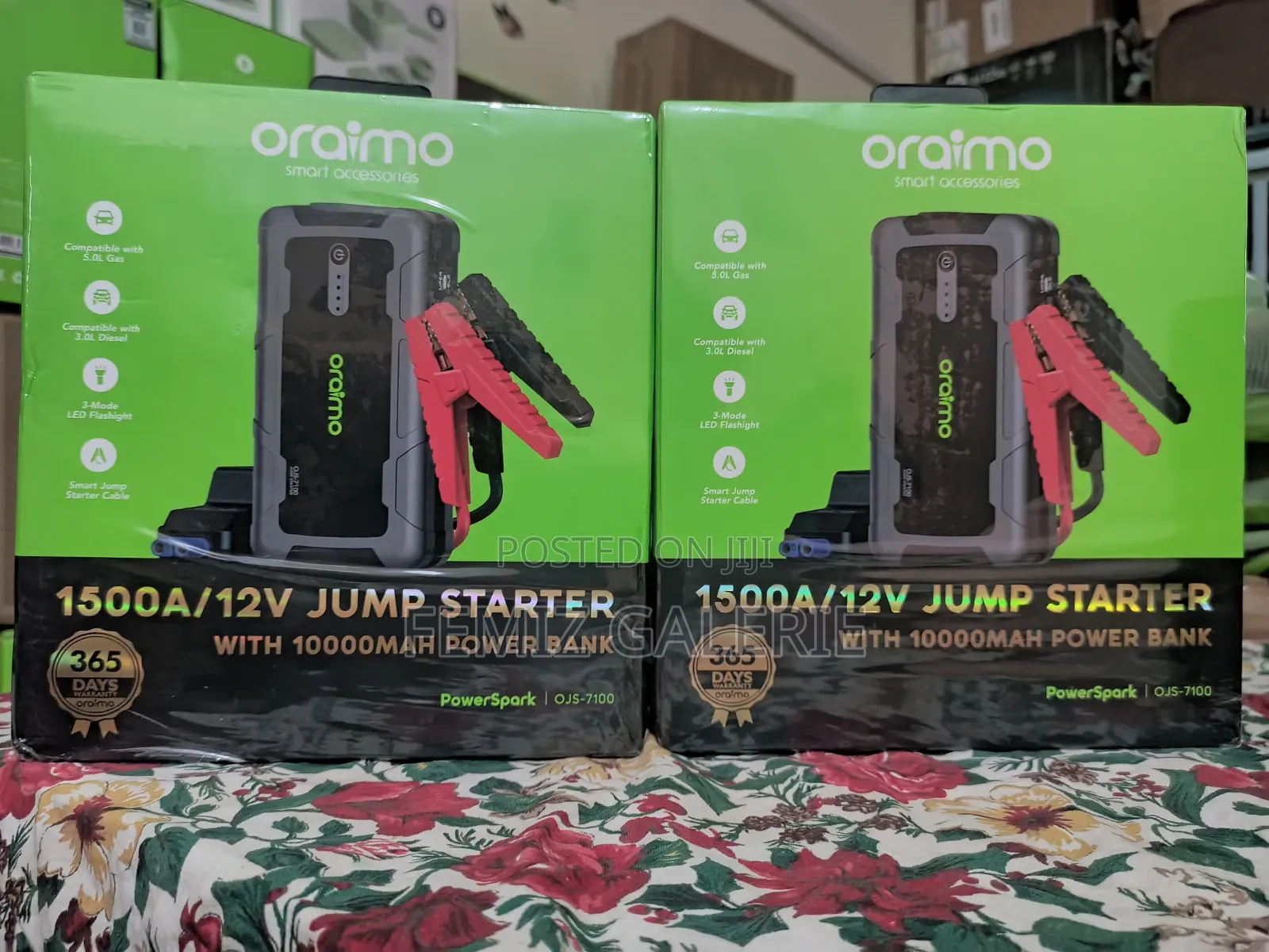 Oraimo Powerspark 1500a 12v Car Jump Starter With 10000mah Power Bank