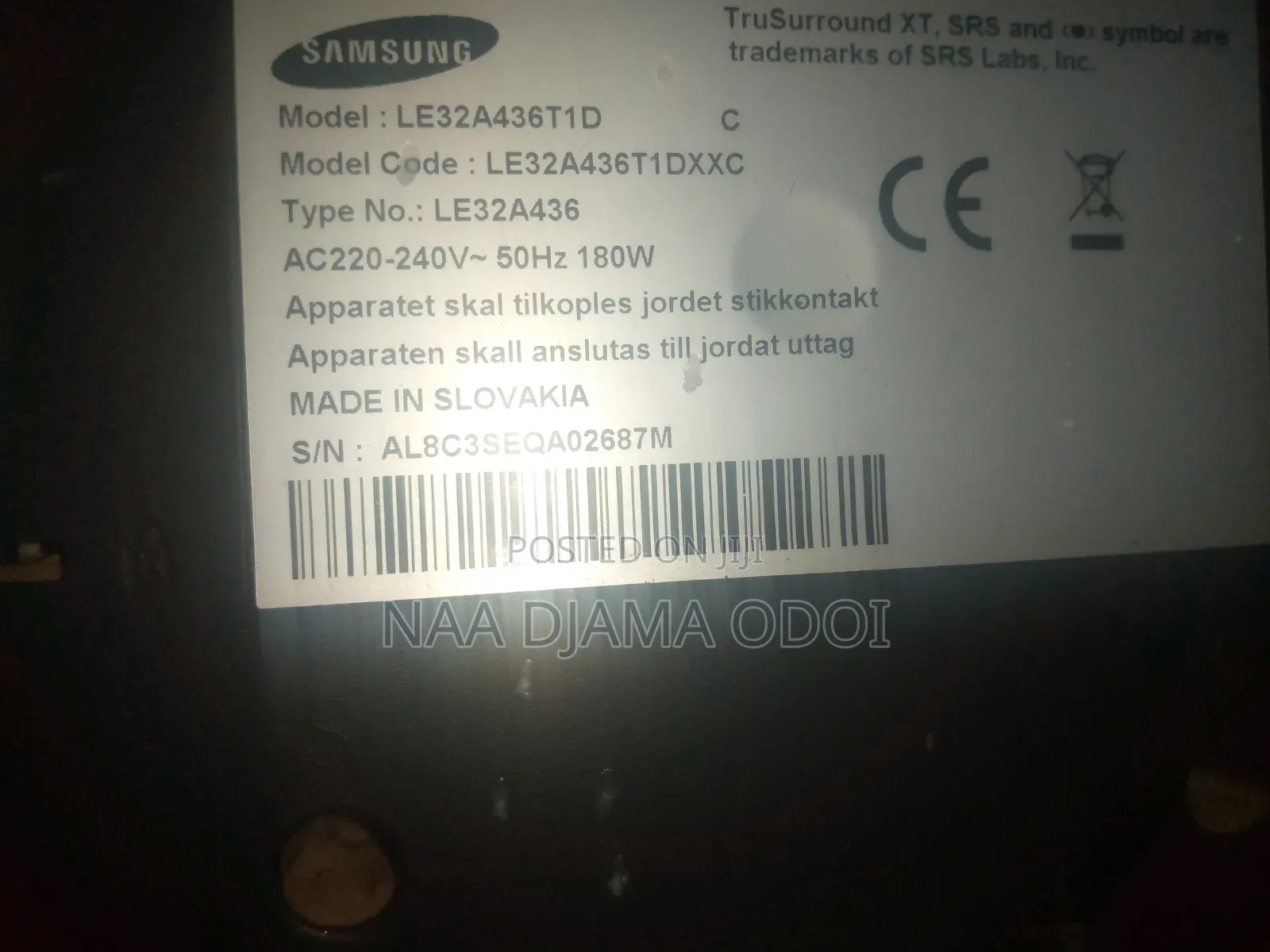 Use 34 Inches Samsung Plasma Tv for Sell