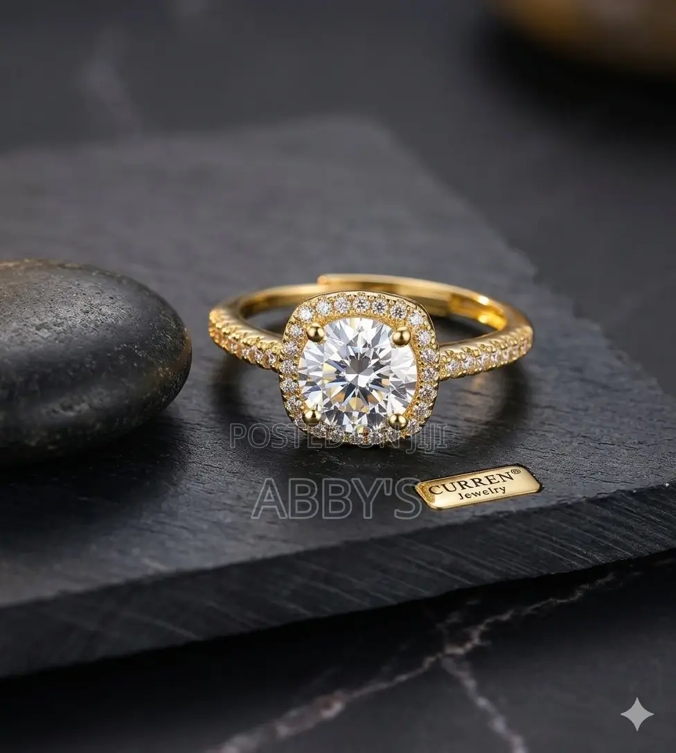 Adjustable 14 Carat Gold Plated Moissanite Proposal/ Engagement Ring