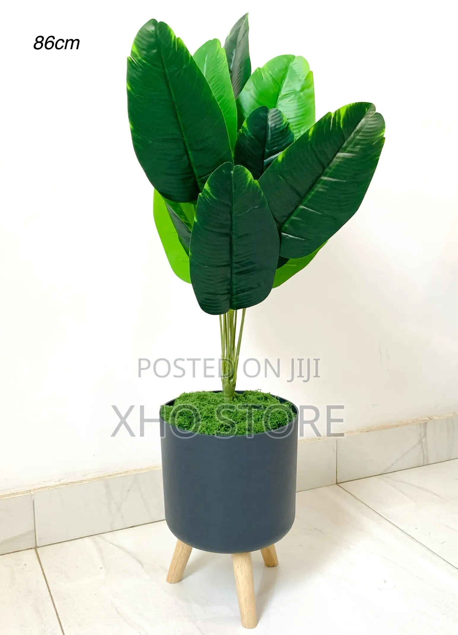 Modern Indoor Artificial Potted Plants Wooden Stands Flower Pots