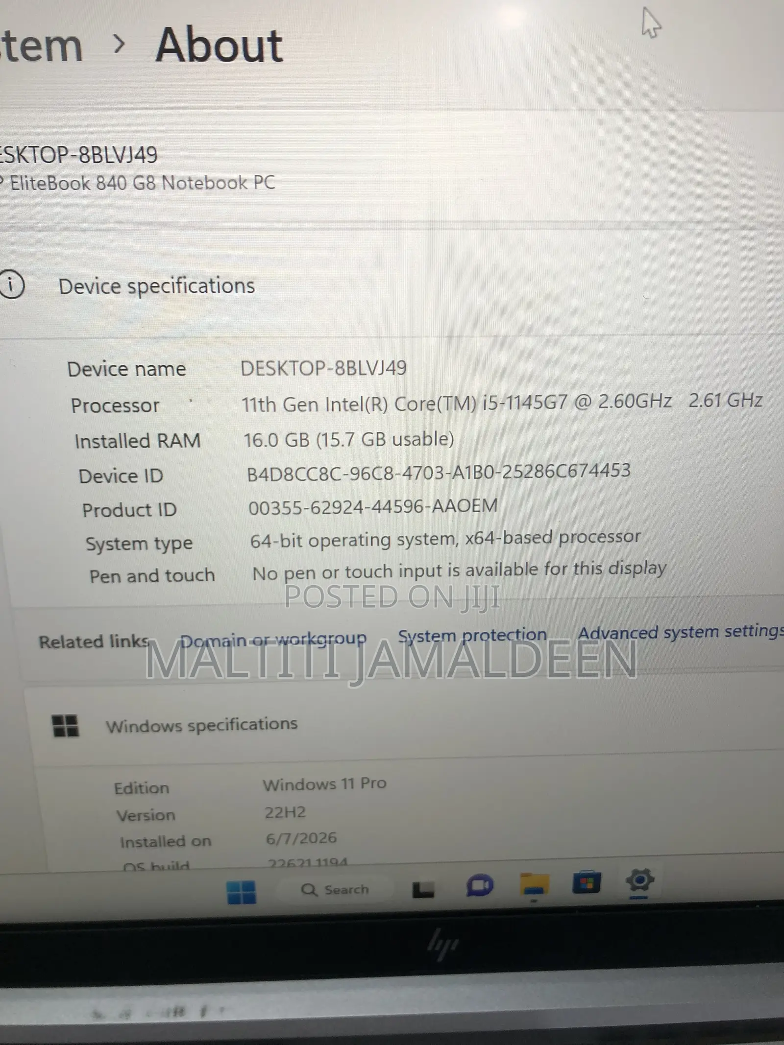 Laptop HP EliteBook 840 G8 16GB Intel Core i5 SSD 256GB