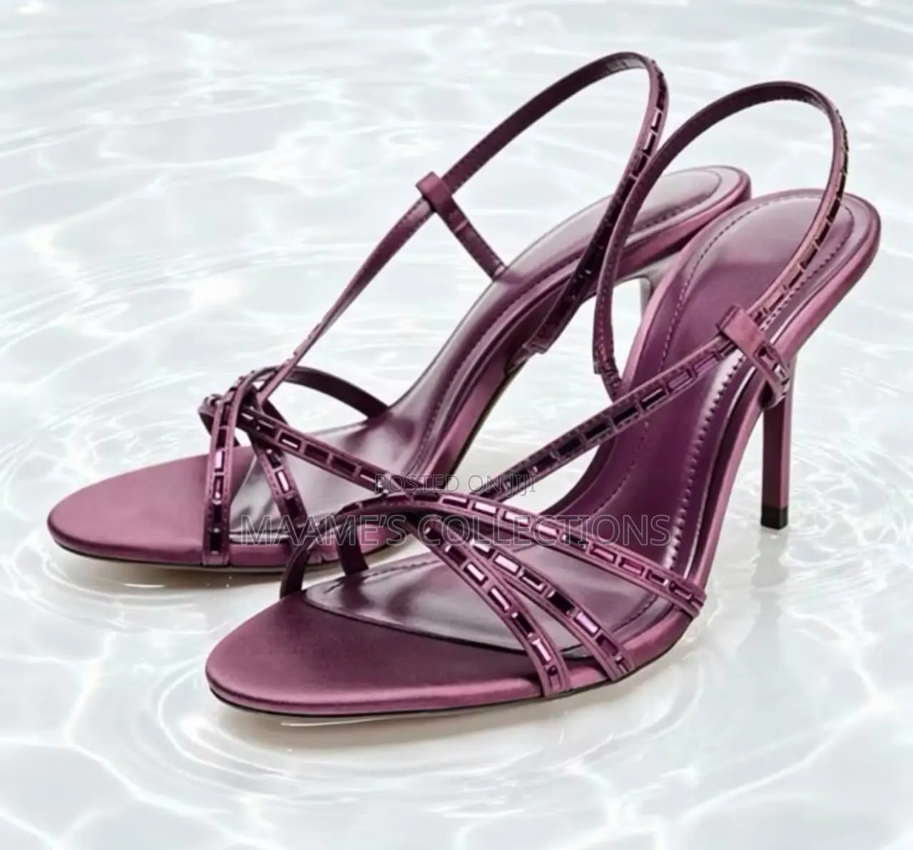 Zara High-Heel Sandals With Rhinestone Straps ( Comes With a Box )