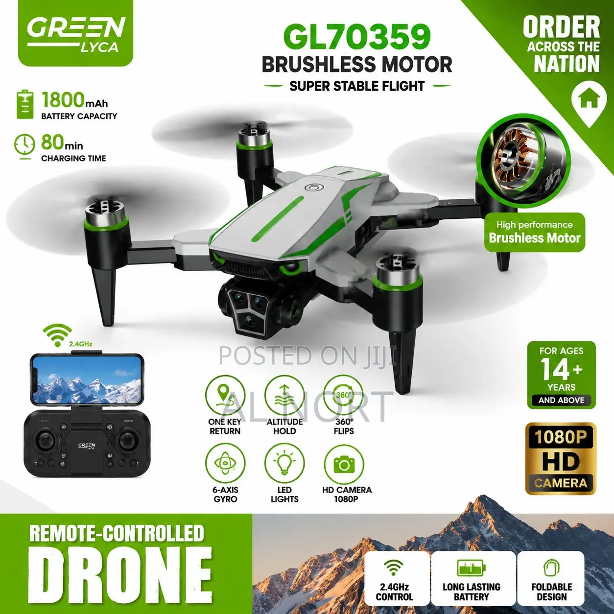Green Lyca Gl70359 Remote-Controlled Flying Camera Toy