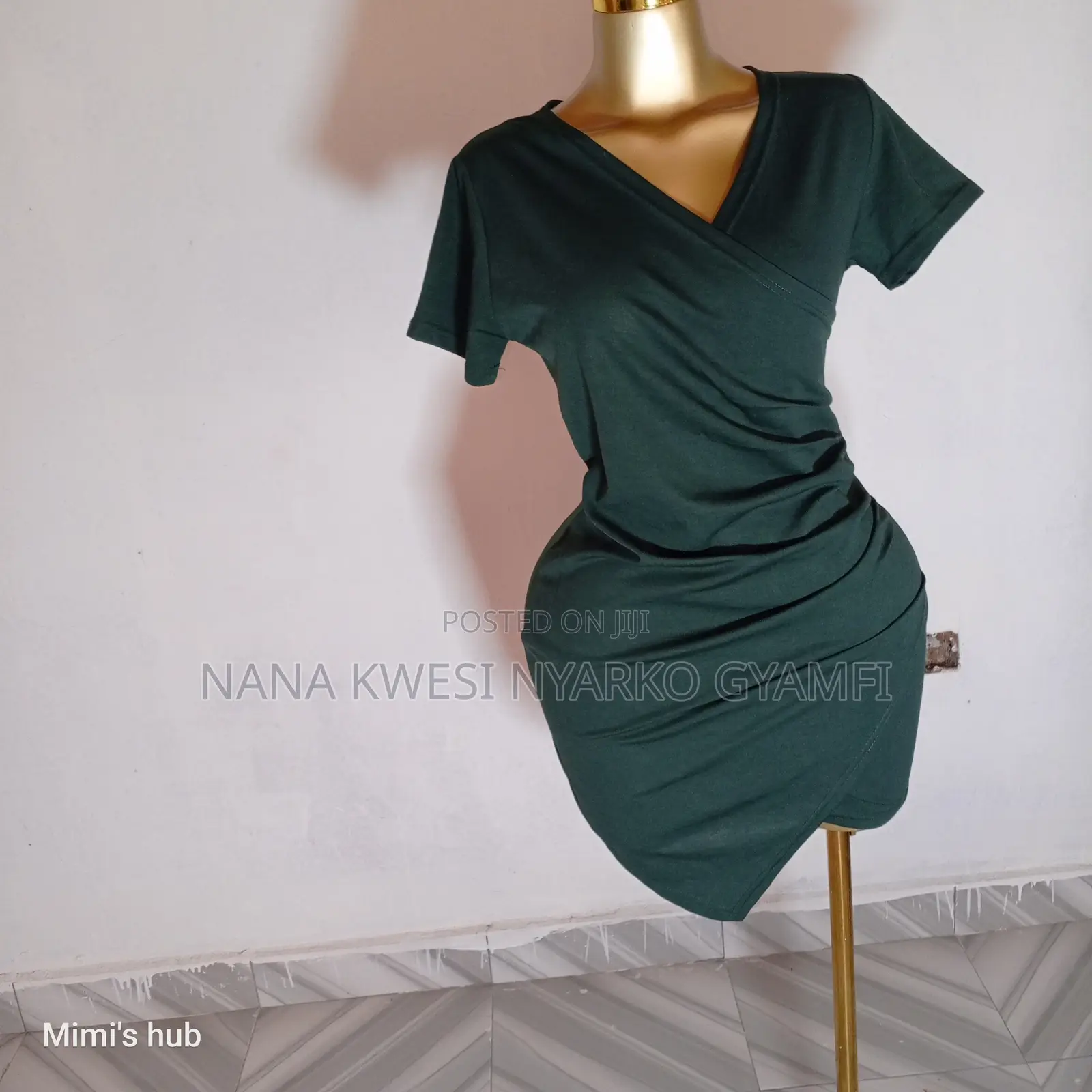Green Ruched Mini Dress