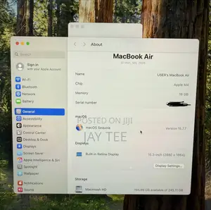 Laptop Apple MacBook Air 2025 M4 16GB Apple M4 SSD 256GB