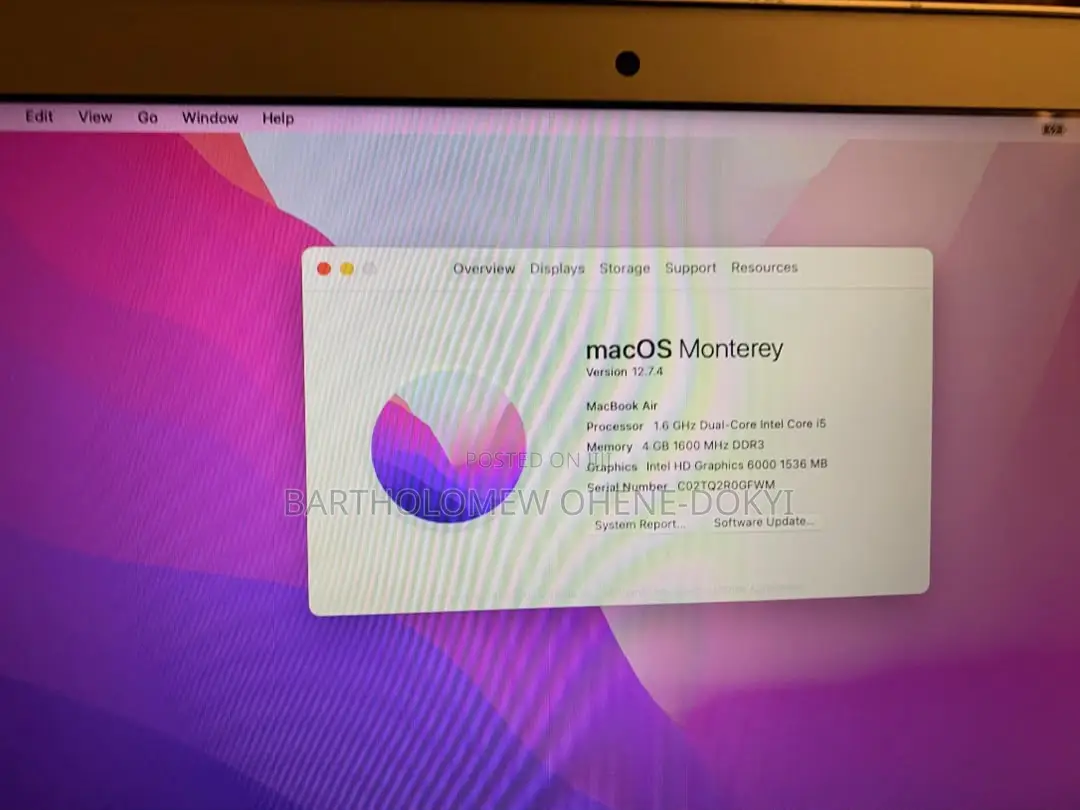 Laptop Apple MacBook Air 8GB Intel Core i5 SSD 128GB