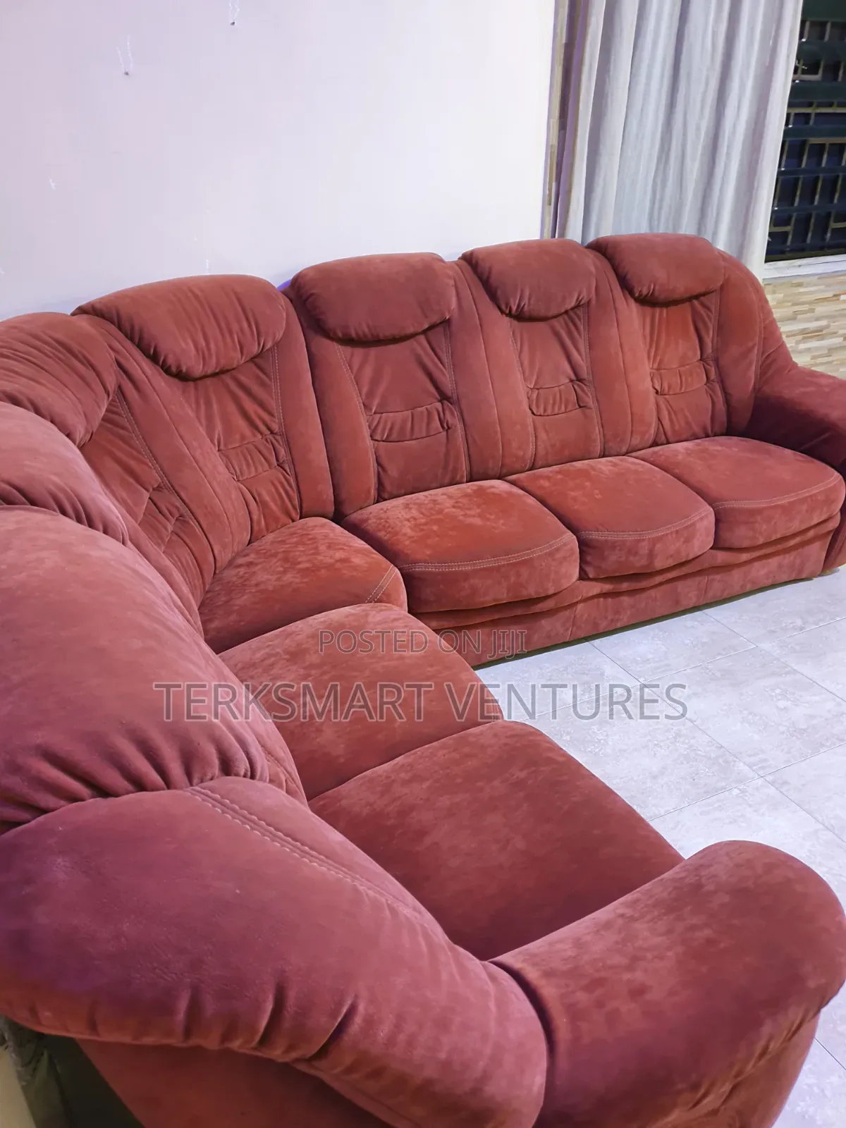 Premium Imported European L-Shaped Corner Sofa Set (6 Seater) Brickred