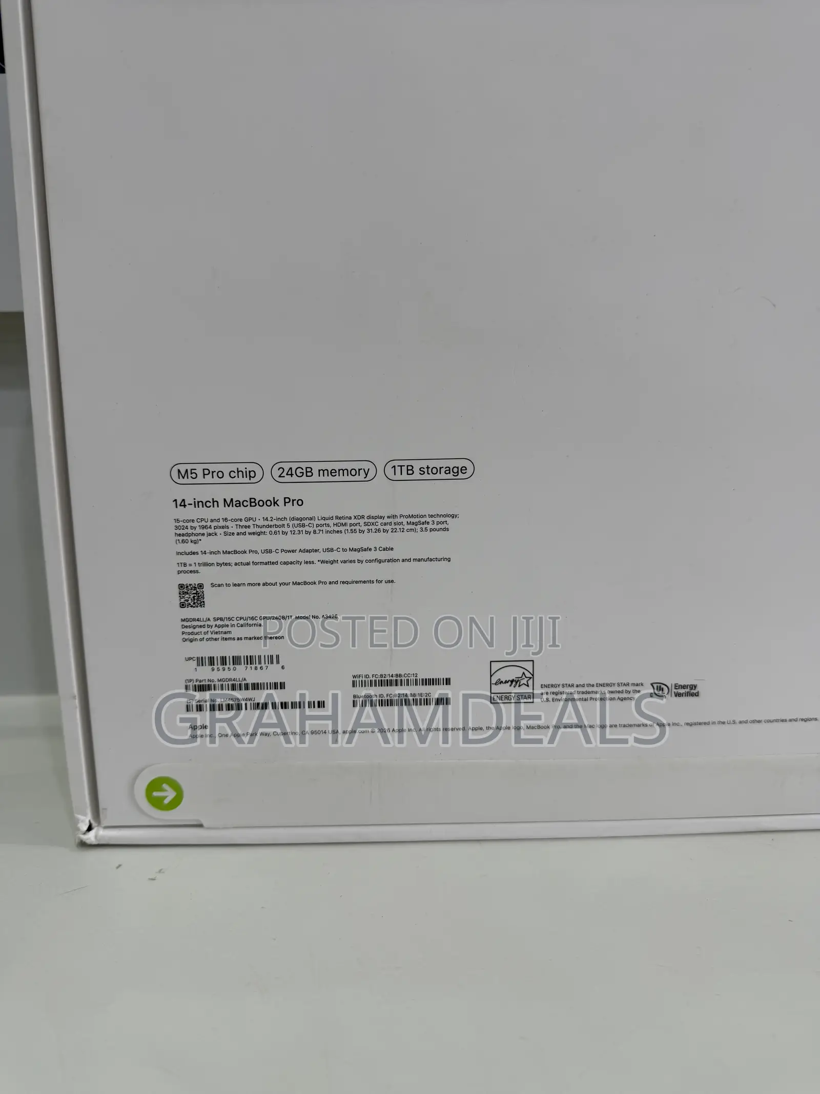 New Laptop Apple MacBook Pro 2026 M5 Pro 24GB Apple M5 Pro SSD 1T