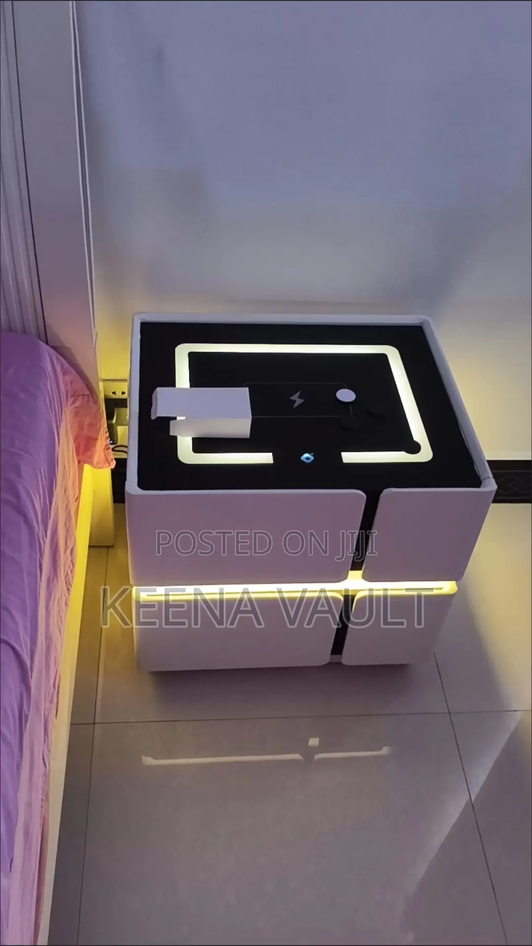 Smart Bedside Table With Wireless Charging, Speaker, Light Etc