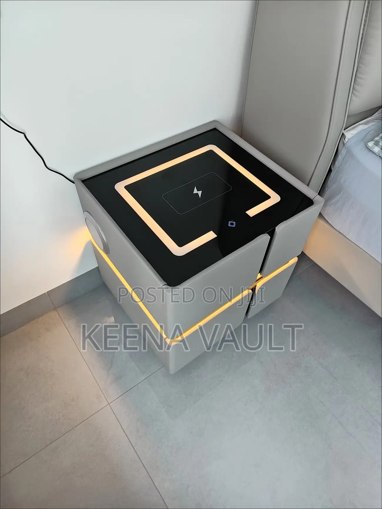 Smart Bedside Table With Wireless Charging, Speaker, Light Etc