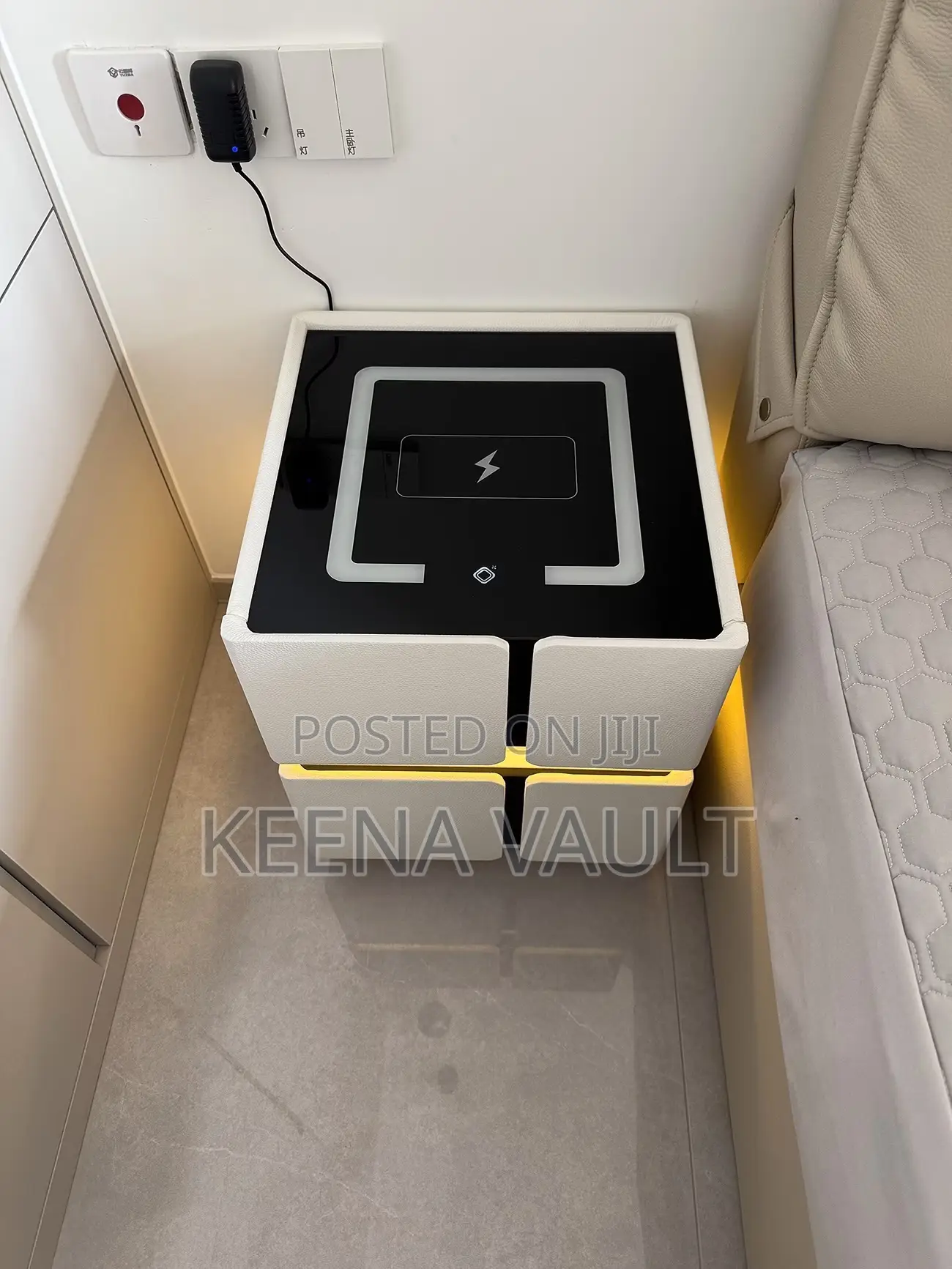 Smart Bedside Table With Wireless Charging, Speaker, Light Etc