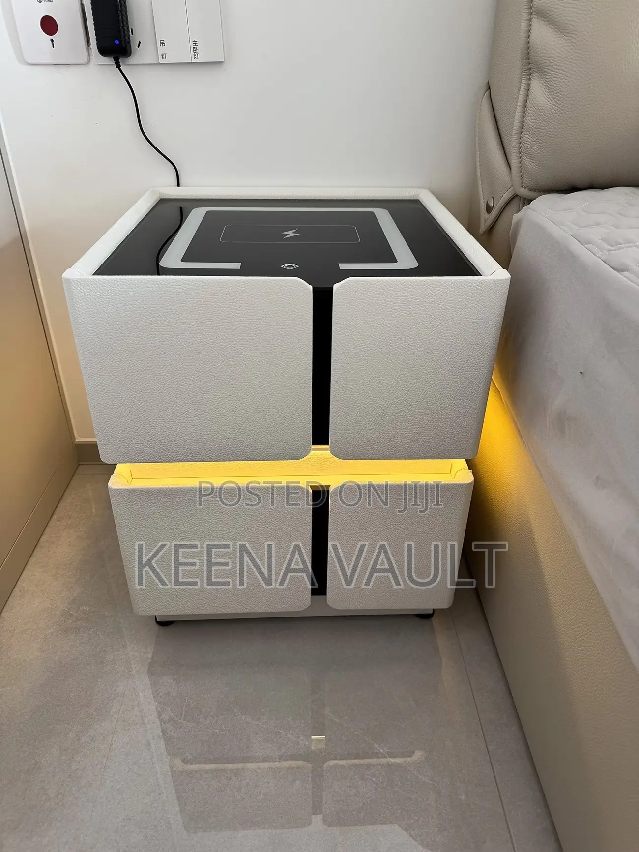 Smart Bedside Table With Wireless Charging, Speaker, Light Etc