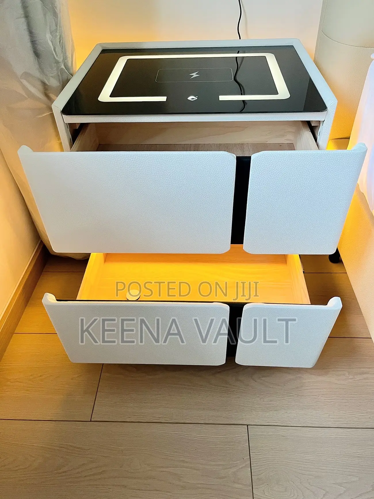 Smart Bedside Table With Wireless Charging, Speaker, Light Etc