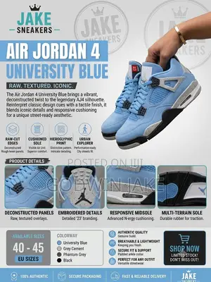 Air Jordan 4 Retro “University Blue” – Blue / Grey Cement / Black