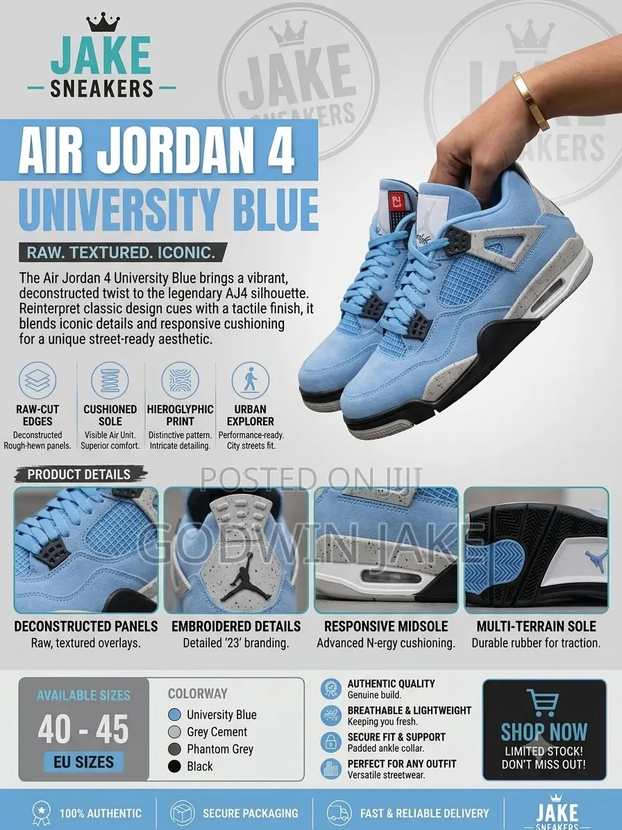 Air Jordan 4 Retro “University Blue” – Blue / Grey Cement / Black