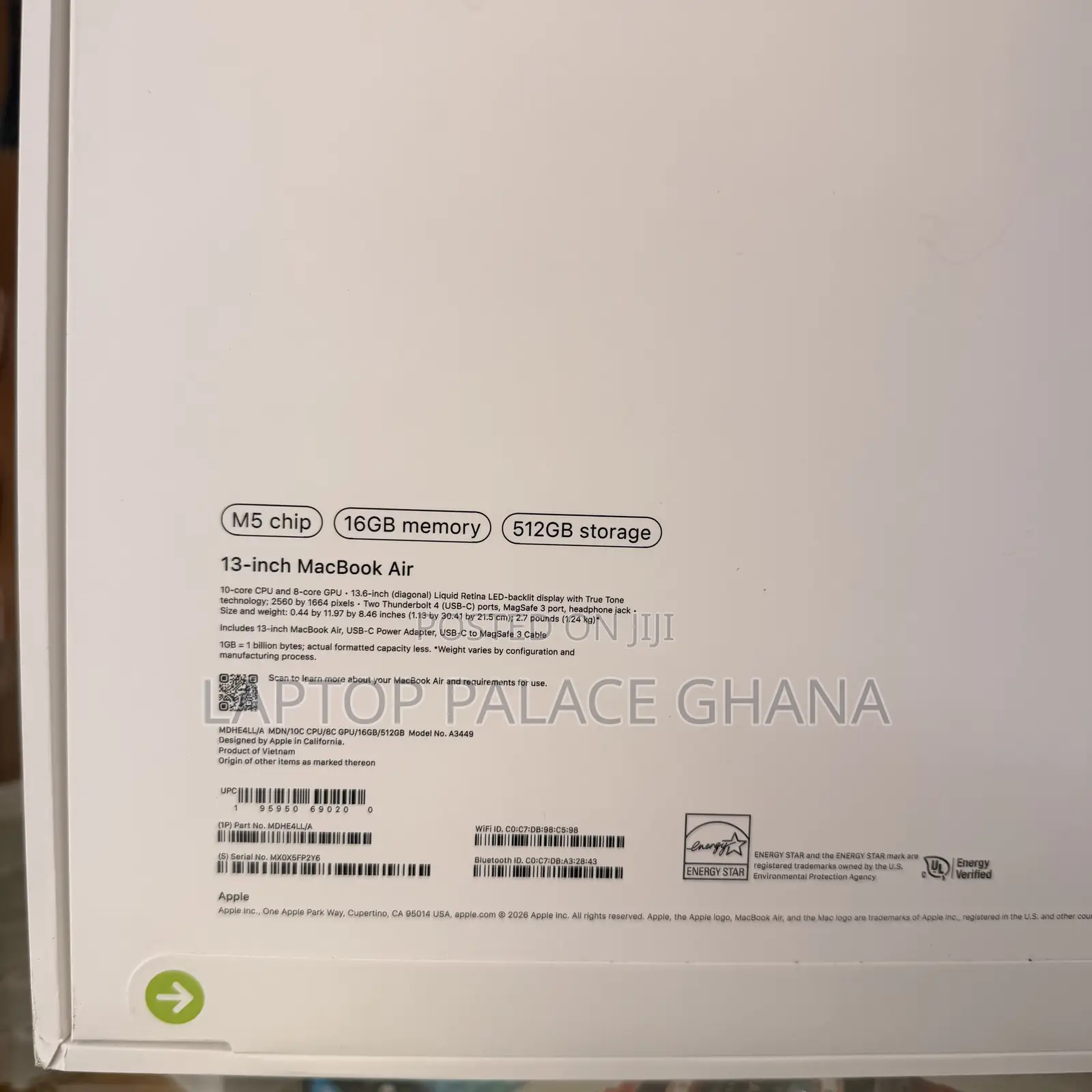 New Laptop Apple MacBook Air 16GB Apple M5 SSD 512GB