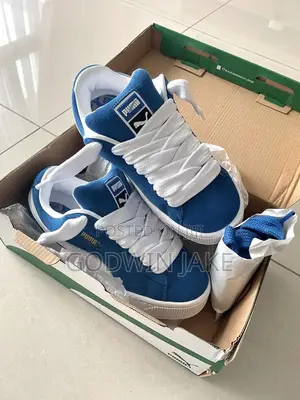 Puma Suede Classic — Royal Blue With Fat White Laces