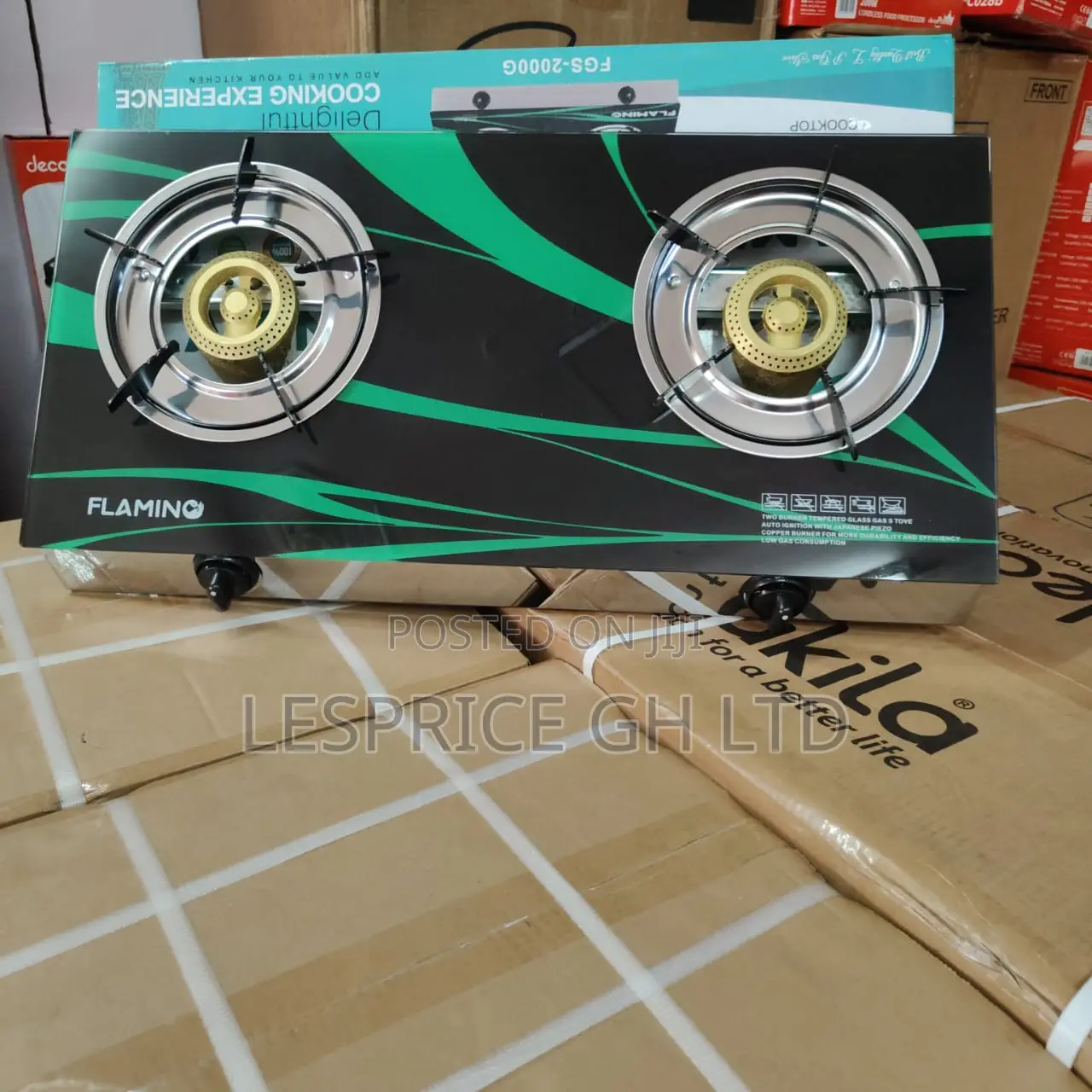 Nice and Portable 2 Burner Glass Top Gas Stove From Flamino