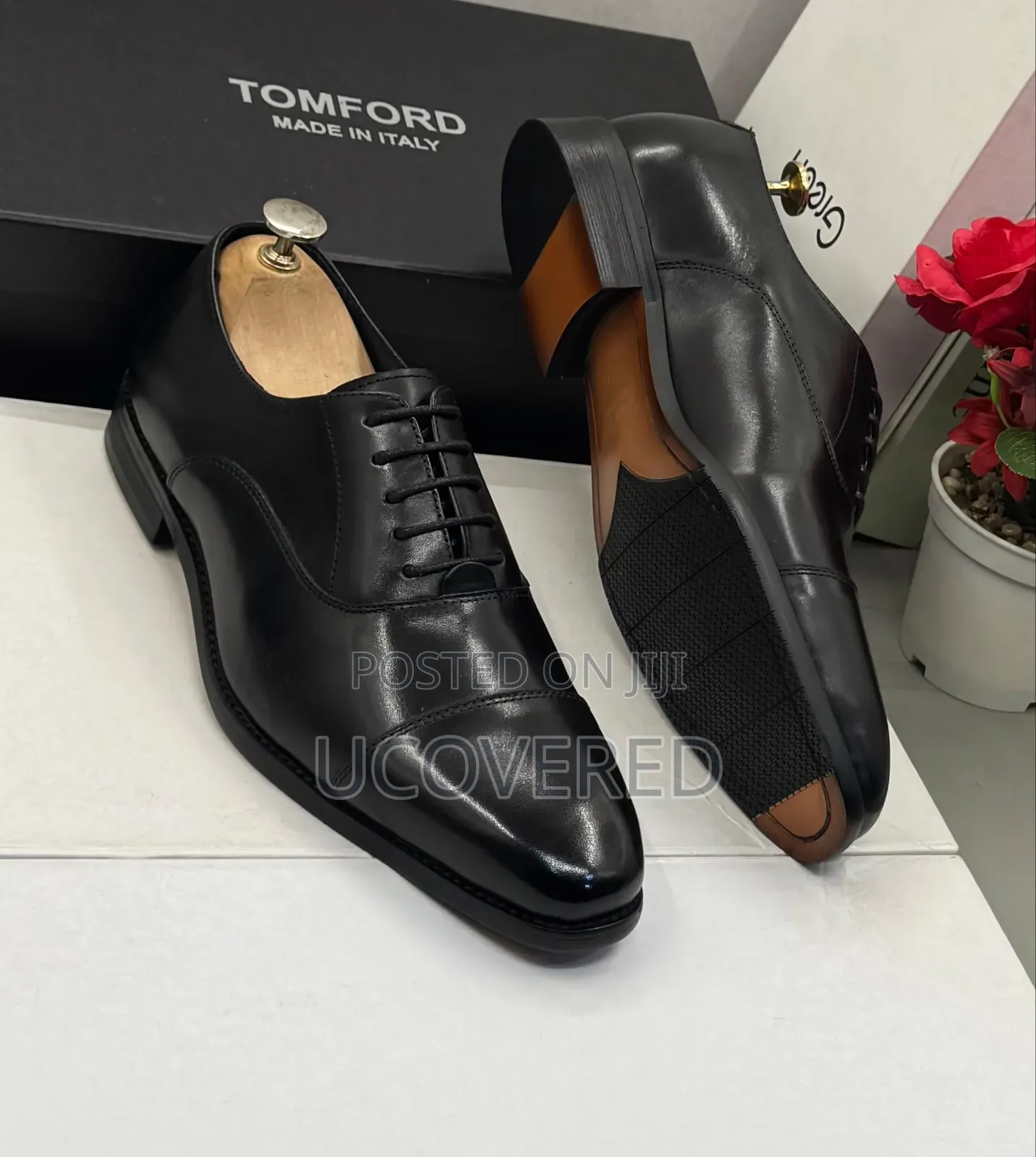 Tom Ford Branded Men's Leather Cap-Toe Oxford Dress Shoes